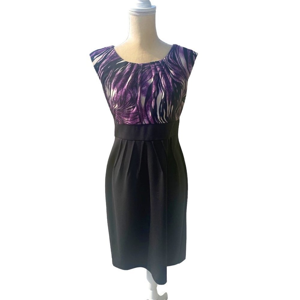 AB Studio Bodice Animal Print Pleated Sheath Dress, Women's size 10